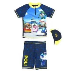 어린이수영복여아 로보카폴리 남아 수영복 수모 래쉬가드 BM 세트 3P