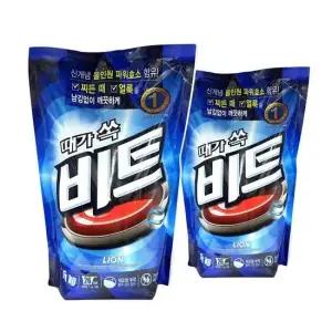 라이온 때가쏙 비트 분말 세제 일반용 리필 1.5kg 2개