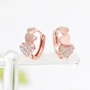 베이직귀걸이 골드필드 핀 하트 큐빅링 원터치링 귀걸이 14K