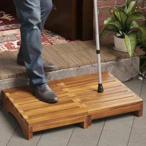 나무 플랫폼 스텝 스툴 야외용 3.5인치 높이 아카시아 미끄럼 방지 프리팹 현관 성인 및 노인용 원스텝