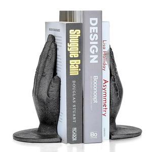 앰비폴라 핸즈 스타일 장식 북엔드 - 홈 데코, 책장, 거실 무거운 책을 위한 앤티크 블랙 주철 악센트