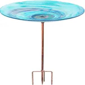 금속 말뚝이 달린 VCUTEKA 야외 조류 목욕 유리 정원 공급기