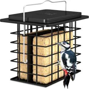 iBorn 더블 수트 피더 외부 걸이용 내후성 딱따구리용 더 높은 그리드가 있는 홀더 야외용 케이지 버드