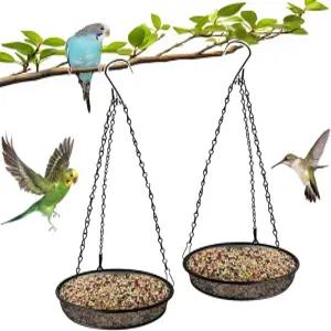 금속 메쉬 플랫폼 새 모이통 2팩 - 새를 유인하여 정원과 마당에 매달려 있습니다