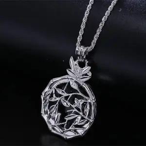 화려한 목걸이 스윙 실버 이중 롱 대나무 돋보기 휴대용