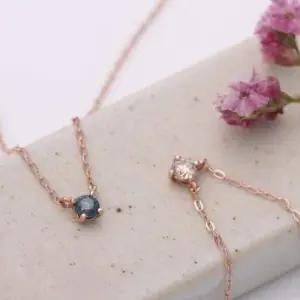 데일리목걸이 로즈골드 로제 1부 천연 다이아몬드 목걸이 14K