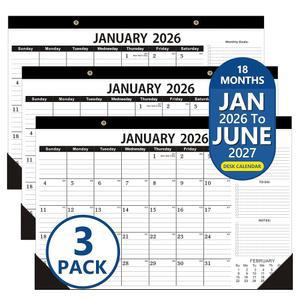 책상 달력 2026 2027년 교사 3PACK 달력으로서의 2026년 6월 사무실 2027 1월 2026 12X17