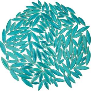 유보리 1.1파운드 세라믹 잎 모양 모자이크 타일 혼합 크기 욕실용 DIY 장식 거실 주방 정원(피콕 그린)