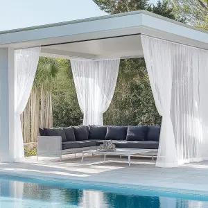 RYB HOME 4 패널 파티오용 흰색 야외 전단 커튼 외부의 방수 빛 필터링 보일 현관 가제보 페르골라 뒷마당