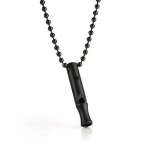 호각 스톤워시 티타늄 호루라기 블랙 목걸이 휘슬 1P