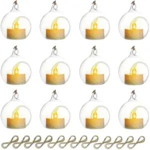 스치키 행잉 글래스 글로브 오브 티 라이트 캔들 홀더 결혼식 장식용 불꽃 없는 LED 틸라이트 생일