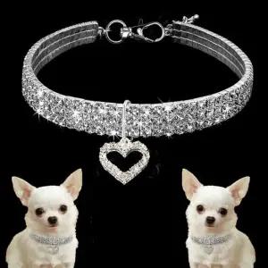 애견 애묘 강아지 고양이 하트 큐빅 목걸이 악세사리