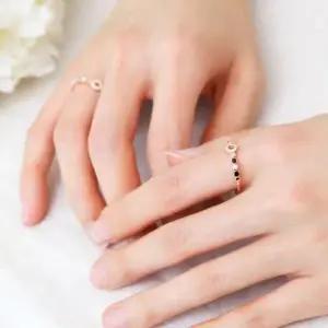 레이어드반지 르비엥 로즈골드 레이어드 큐빅 패션 반지 14KGP