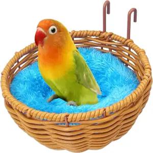 케이지 수제 카나리아 둥지를 위한 VCEPJH 라탄 새 둥지 부드러운 번식 둥지와 갈고리 앵무새 부화장 잉꼬