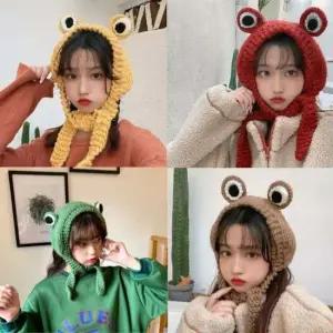 따뜻한 컬러 니트 귀욤 개구리 귀도리 악세사리 귀마개