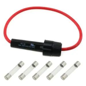 LUORNG 6IN1 유선 장착 퓨즈 홀더(5pcs 6x30mm 1A 포함)