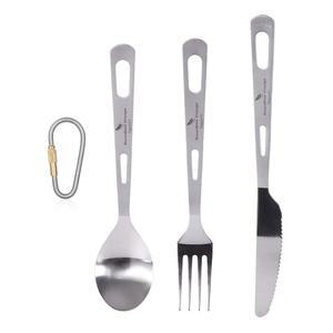 무한 항해 티타늄 3피스 식기 세트 가정용 플랫웨어 초경량 나이프 포크 식기류 휴대용 여행 스푼 야외용