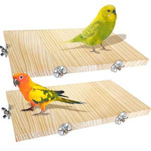 Arfubye 2PCS 13.8x7.9인치 대형 새 농어 Macaw 직사각형 액세서리 Conure Cockatiel 케이지 Budgie Grey 플랫폼 앵무새 선반 African 잉꼬 스탠드 코너 나무 Chinchilla
