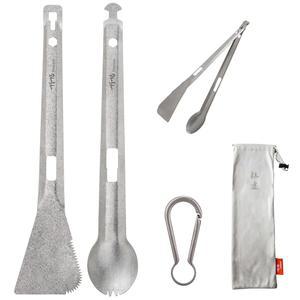 TiTo 티타늄 4 in 1 캠핑 멀티 여행, 주걱, 요리, 주방, 스팍, 야외 식기(티타늄) 배낭여행, 위한 경량 집게, 휴대용 나이프, 조리기구 피크닉을 하이킹, 바비큐