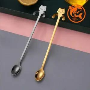 귀여운 고양이 디자인 다용도 스푼 캠핑용품 실용적 티스푼 디저트컵걸이