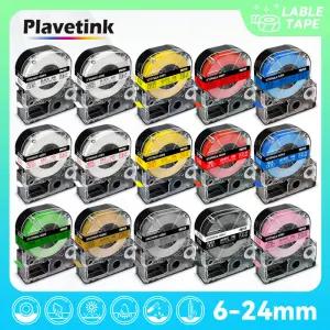 PLAVETINK SS12KW 테이프 12mm Epson Labelworks와 호환 가능 lw400 KingJim LW300 라벨 프린터용 LC-4WBN