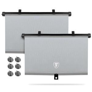 파이어스톤 2팩 리트랙터블 자동차 창문 선쉐이드 - 99% 자외선 차단, 자동 리트랙터 버튼으로 가볍고 컴팩트한 측면 화면 눈부심 및 열 회색