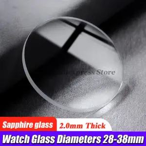 시계 유리 사파이어 교체 플랫 2.0mm 직경 28-38mm 투명 크리스탈 1개 29mm 30mm 31mm 32mm 34mm 36mm