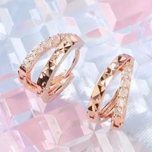 여성귀걸이 골드필드 핀 큐빅 컷팅 더블 링 원터치링 귀걸이 14K