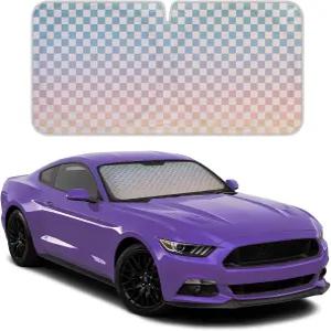 BDK 체커 그래디언트 자동차 창문 앞유리 바이저를 위한 차양 자동 그늘막 자외선 반사 열 차단으로 SUV