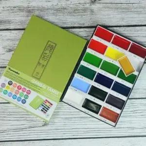 수채화그리기 쿠레타케 지그 수채화 고체물감 Gansai Tambi 18색