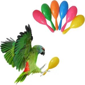 TTFdacai 6개 앵무새 래틀 셰이커 음악 사운드 장난감 재미있는 벨 미니 샌드 해머 닭 사랑 새 (랜덤 색상)