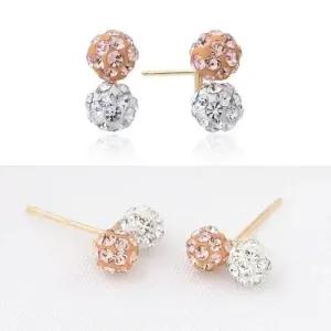 쁘띠귀걸이 골드 큐빅 미러볼 금 귀걸이 14K