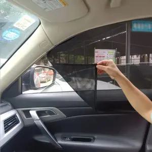 2 PCS 마그네틱 자동차 측면 창문 선쉐이드 U-V 이온 자동 커튼 메시 여름 필름 블랙