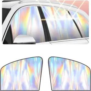 2PCS 홀로그램 전면 자동차 창문 그늘막 99.8 블랙아웃 커버 단열 및 프라이버시를 위한 이중 자외선 차단