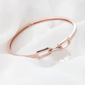 생일선물팔찌 로즈골드 베이직 큐빅 스틱 뱅글 패션 팔찌 14kgp
