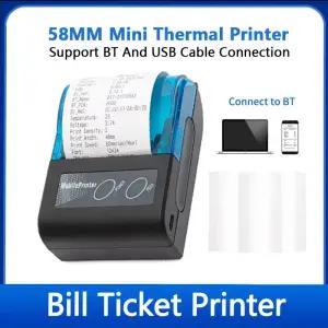 58mm 접착 라벨 프린터 모바일 무선 블루투스 티켓 빌 지원 BT USB For Android IOS Windows 영수증