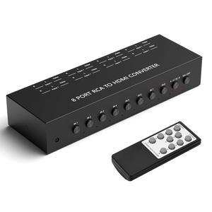 LVY 8 포트 RCA에서 HDMI 변환기 - AV 입력 8개, 출력 1개 720 / 1080P 지원, WiI, N64, PS2, PS3, VHS, VC