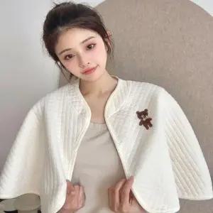 2컬러 곰돌이 어깨담요 숄 망토 보온 방한 케이프 WFGEHPU