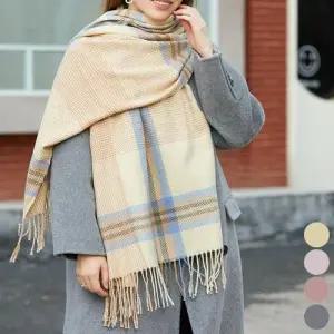 와이드 체크 넥워머 간절기 머플러 캐시미어 목도리 WFGCMLF
