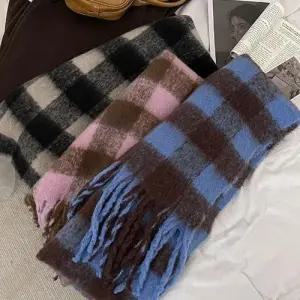 클래식 체크 패턴 니트 목도리 남성 여성 겨울 머플러 WFGBLNH