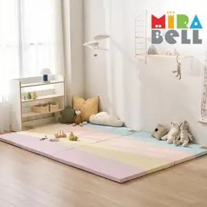 [미라벨] 카라 실리케어 아기유아 층간소음 놀이방 5단 노틈새 항균형 폴더매트 120X160 무지개