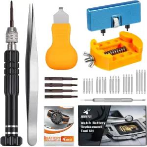 JOREST 시계 배터리 교체 키트 수리 드라이버 밴드 도구 렌치 백 리무버 케이스 오프너 홀더 스프링 바