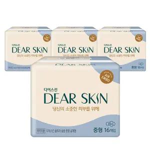 [온누리상품] 깨끗한나라 디어스킨 에어엠보 생리대 중형 16P x 4팩