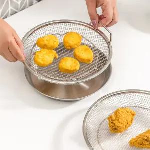 헬로제인 스텐 핸들형 낮은 원형 채반+전용 트레이 세트