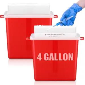 가정용 노바브라이트 2팩 4갤런/16qt 대형 샤프 용기 바이오해저 주사기 폐기 뚜껑 천자 저항성 폐기물