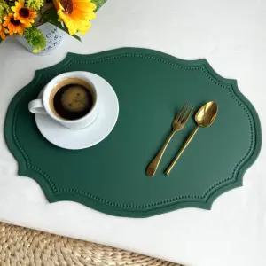 [베스트TOP100]엔틱 가죽 테이블매트 식탁매트 방수매트 그린