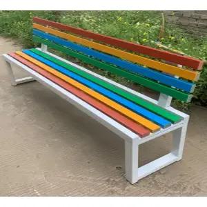 야외 공원의자 정류장 무지개 의자 벤치 무지개색 션 철제 긴 테라스
