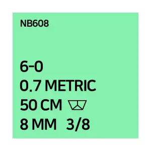 [아이리] 블루나일론 6/0호(니들8mm, 3/8 주걱침, 실길이 50cm) NB608 - 수술용실/봉합사(24개입/BOX)