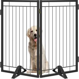 실내 및 실외용 고양이 문이 금속 프리스탠딩 도그 게이트 40 초광각 접이식 애완동물 문 32 높이의 강아지