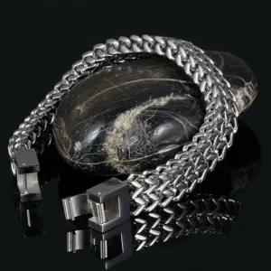 [제이커머스]남성 화이트 평방 스틸 팔찌-화이트OC 유니크 스틸팔찌 남성팔찌 예쁜팔찌 팔찌선물